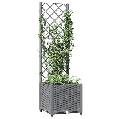 vidaXL Jardinière avec treillis gris clair 40x40x136 cm PP