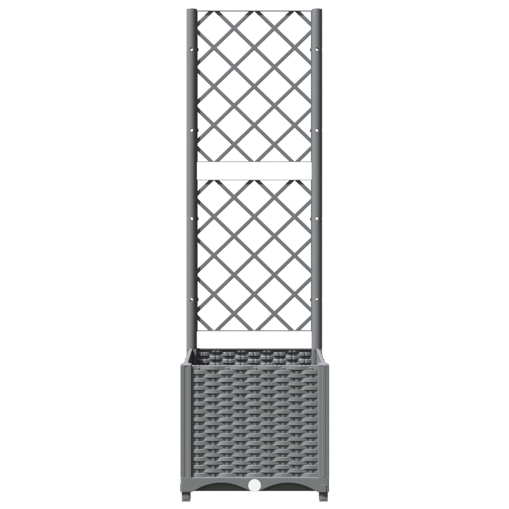 vidaXL Jardinière avec treillis gris clair 40x40x136 cm PP