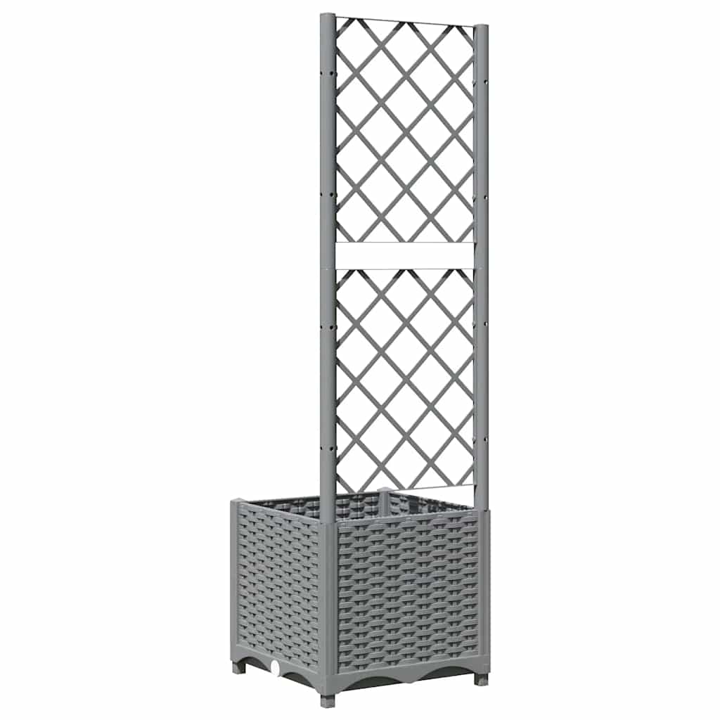 vidaXL Jardinière avec treillis gris clair 40x40x136 cm PP