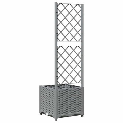 vidaXL Jardinière avec treillis gris clair 40x40x136 cm PP