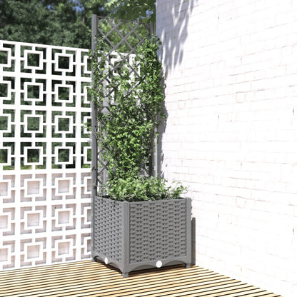 vidaXL Jardinière avec treillis gris clair 40x40x136 cm PP