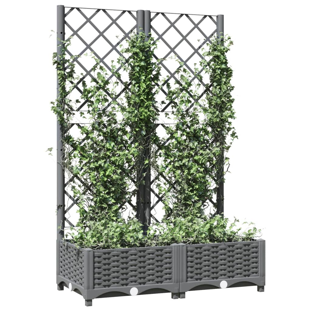 vidaXL Jardinière avec treillis gris clair 80x40x121,5 cm PP