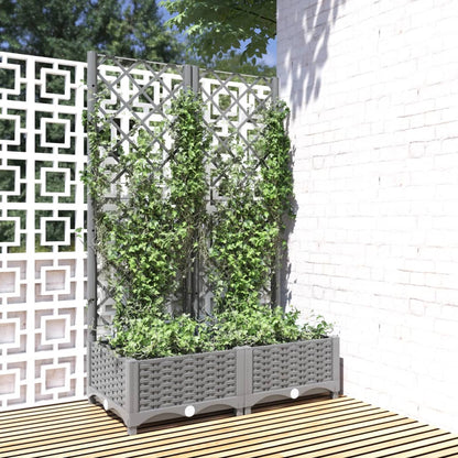 vidaXL Jardinière avec treillis gris clair 80x40x121,5 cm PP