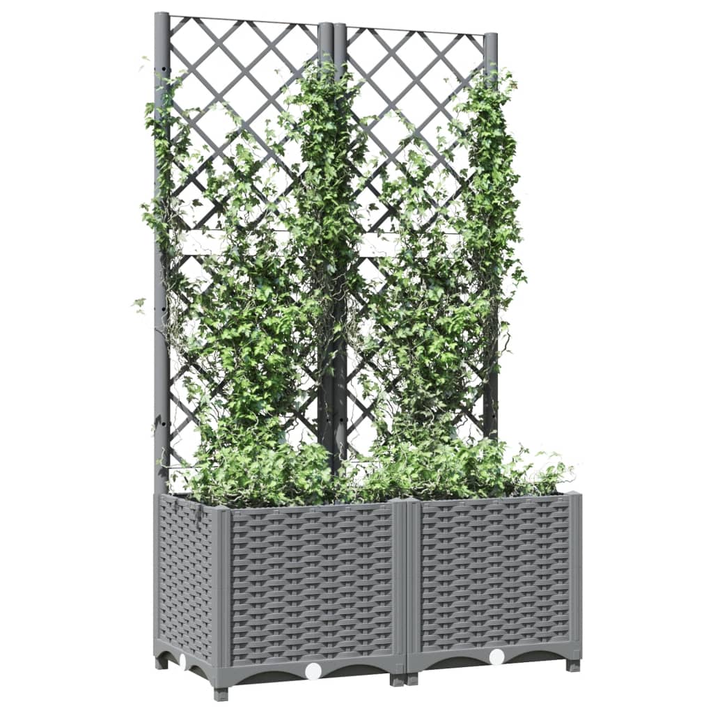 vidaXL Jardinière avec treillis Gris clair 80x40x136 cm PP