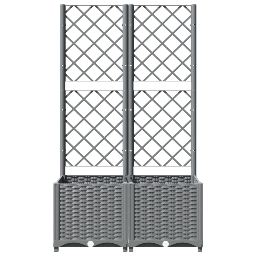 vidaXL Jardinière avec treillis Gris clair 80x40x136 cm PP