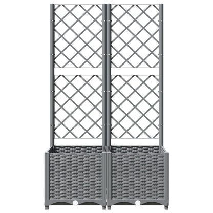 vidaXL Jardinière avec treillis Gris clair 80x40x136 cm PP