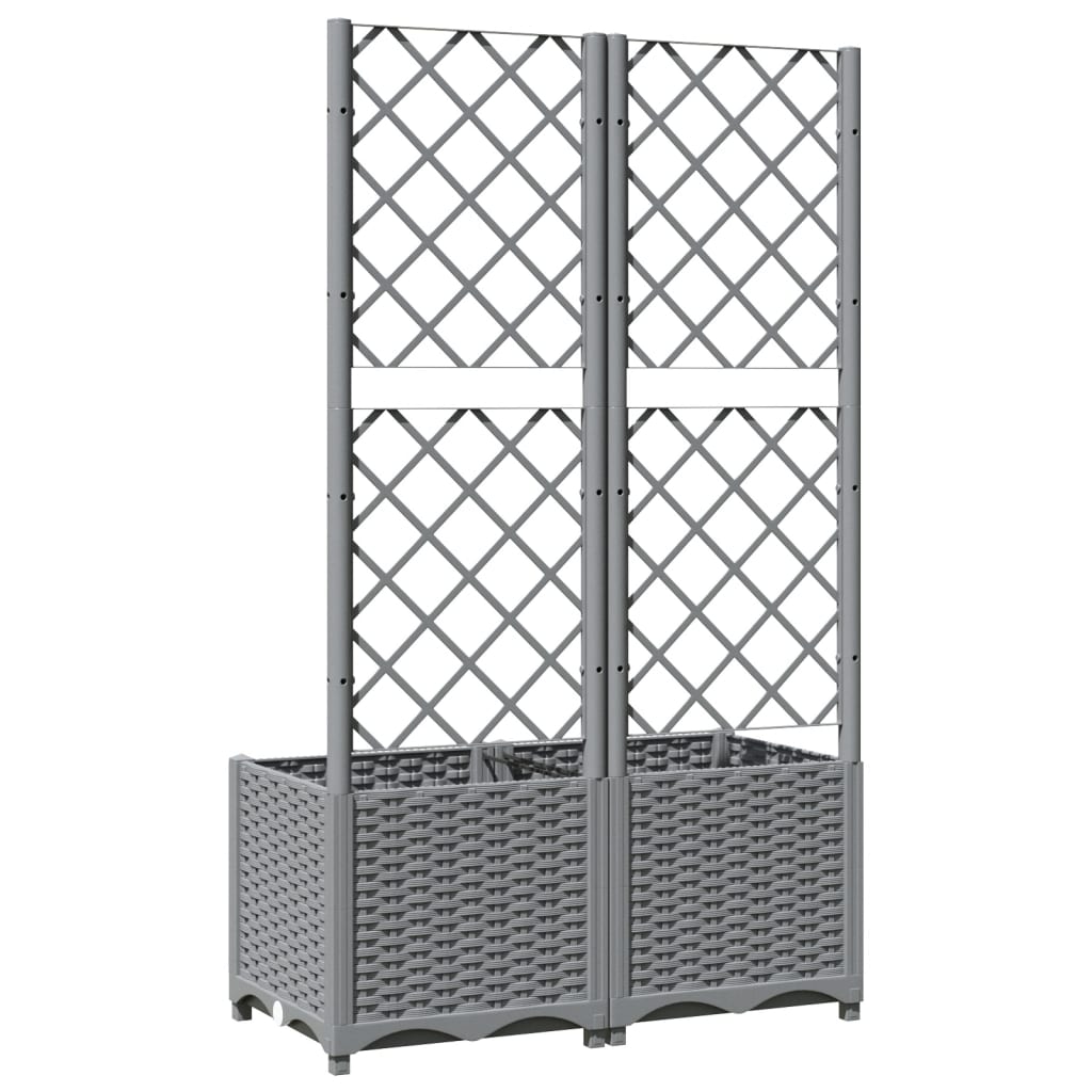 vidaXL Jardinière avec treillis Gris clair 80x40x136 cm PP