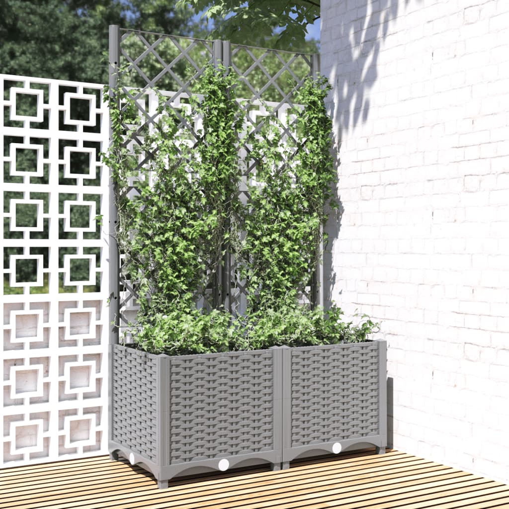 vidaXL Jardinière avec treillis Gris clair 80x40x136 cm PP