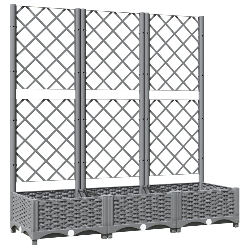 vidaXL Pflanzkübel mit Rankgitter Hellgrau 120x40x121,5 cm PP