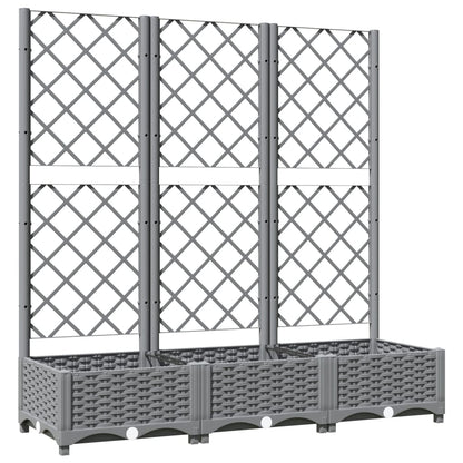 vidaXL Pflanzkübel mit Rankgitter Hellgrau 120x40x121,5 cm PP