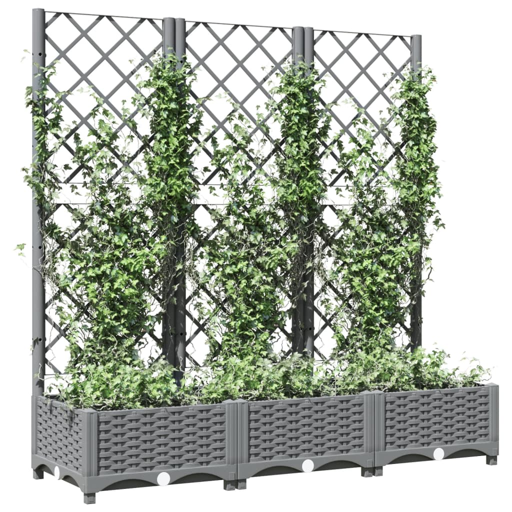 vidaXL Pflanzkübel mit Rankgitter Hellgrau 120x40x121,5 cm PP