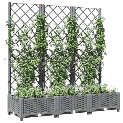 vidaXL Pflanzkübel mit Rankgitter Hellgrau 120x40x121,5 cm PP