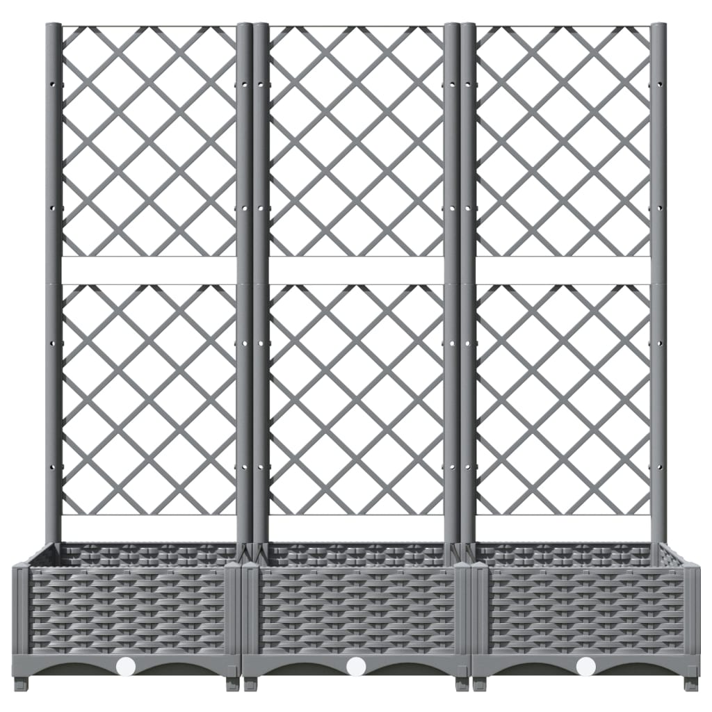 vidaXL Pflanzkübel mit Rankgitter Hellgrau 120x40x121,5 cm PP