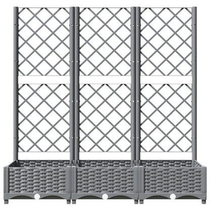 vidaXL Pflanzkübel mit Rankgitter Hellgrau 120x40x121,5 cm PP