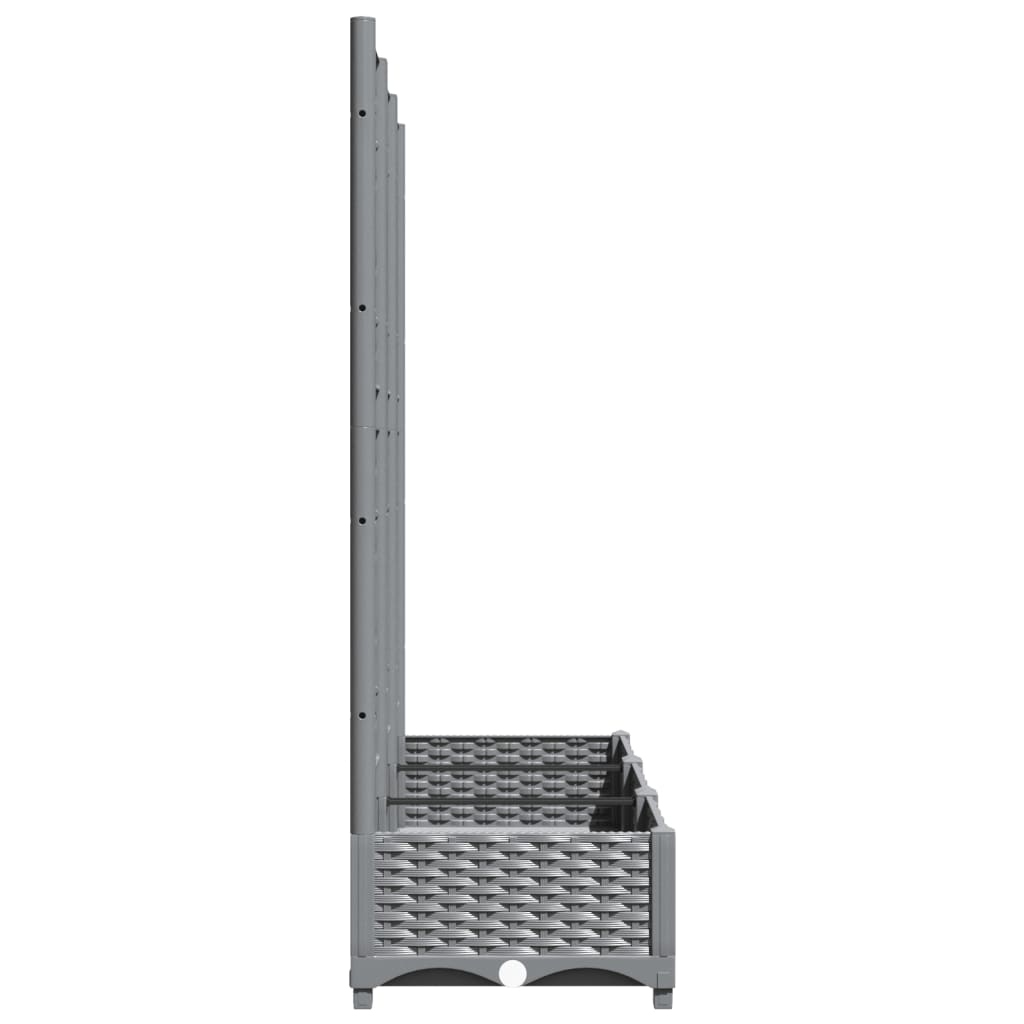vidaXL Pflanzkübel mit Rankgitter Hellgrau 120x40x121,5 cm PP