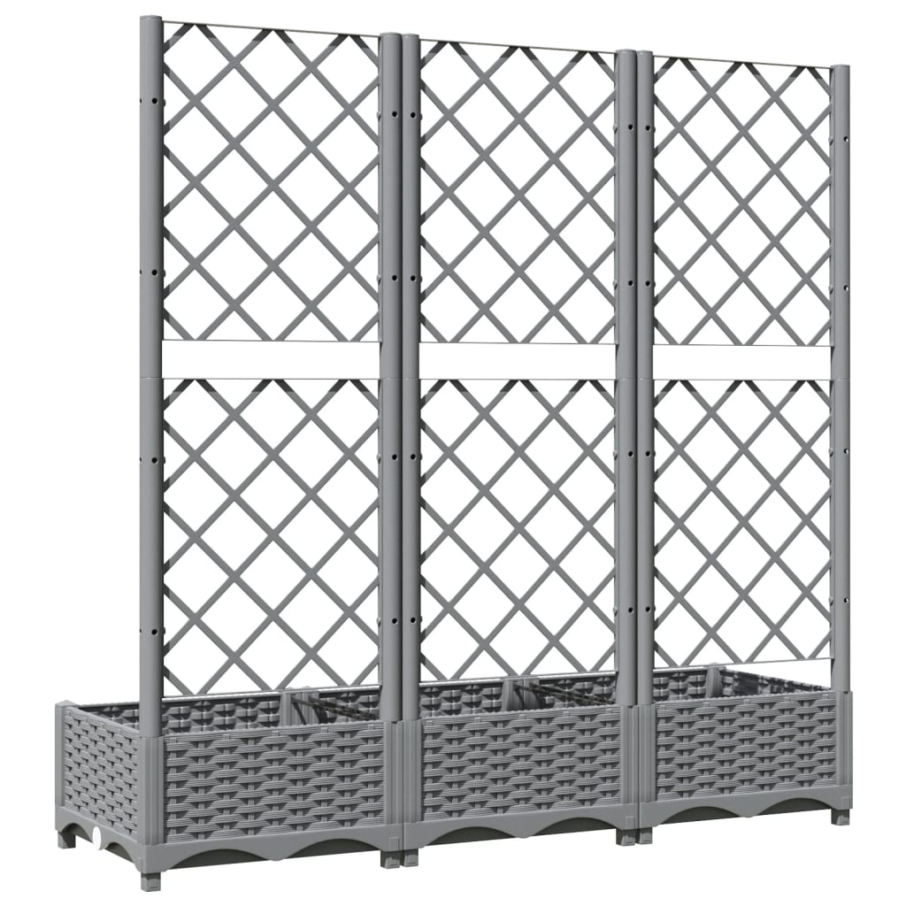 vidaXL Pflanzkübel mit Rankgitter Hellgrau 120x40x121,5 cm PP