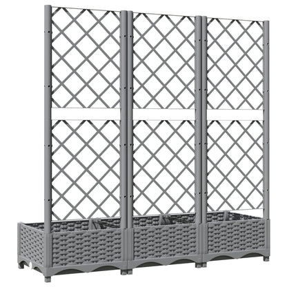 vidaXL Pflanzkübel mit Rankgitter Hellgrau 120x40x121,5 cm PP