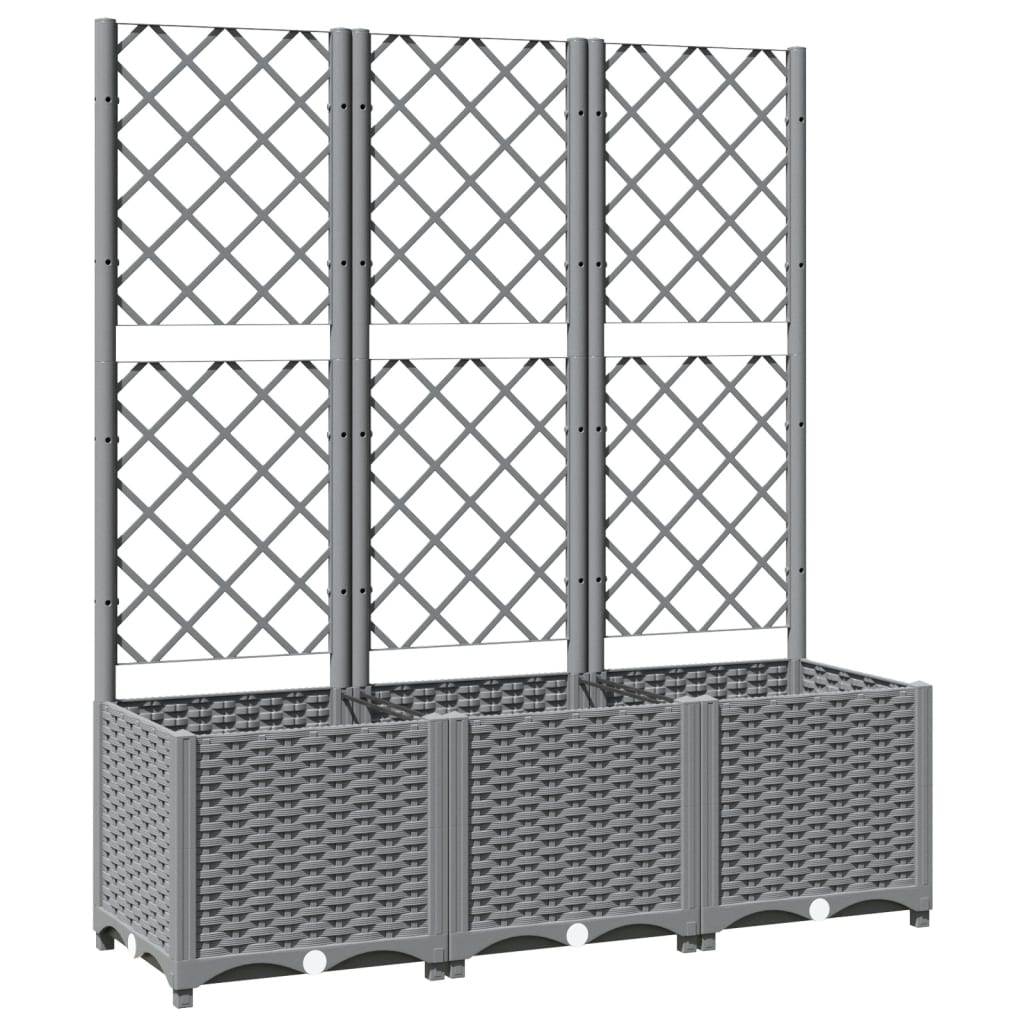 vidaXL Jardinière avec treillis Gris clair 120x40x136 cm PP