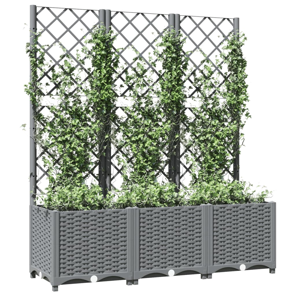 vidaXL Jardinière avec treillis Gris clair 120x40x136 cm PP