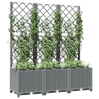 vidaXL Jardinière avec treillis Gris clair 120x40x136 cm PP