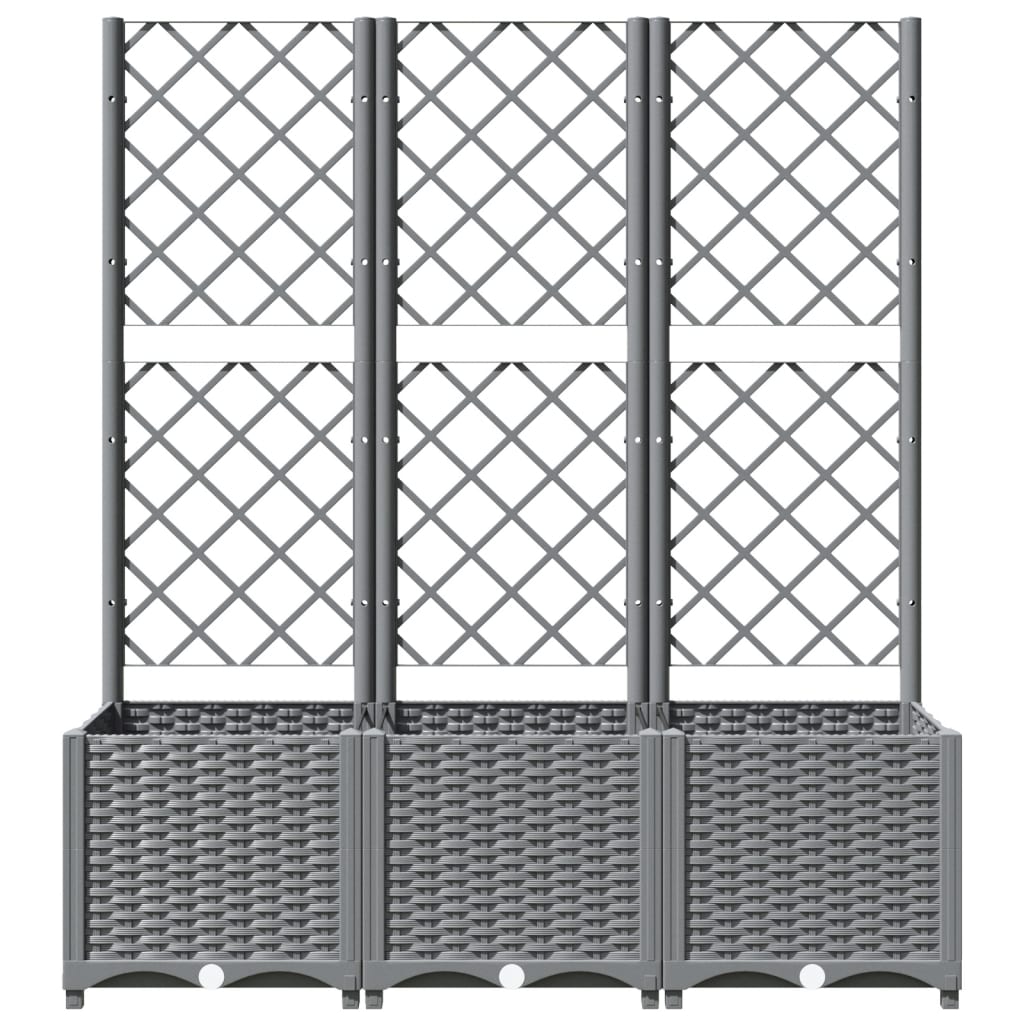 vidaXL Jardinière avec treillis Gris clair 120x40x136 cm PP