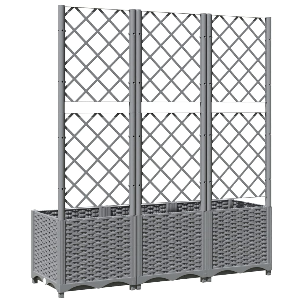 vidaXL Jardinière avec treillis Gris clair 120x40x136 cm PP