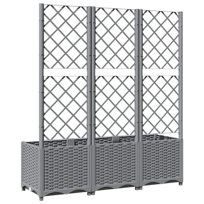 vidaXL Jardinière avec treillis Gris clair 120x40x136 cm PP
