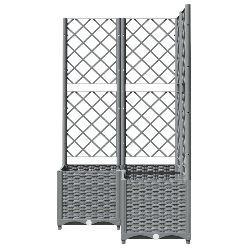 vidaXL Jardinière avec treillis gris clair 80x80x136 cm PP