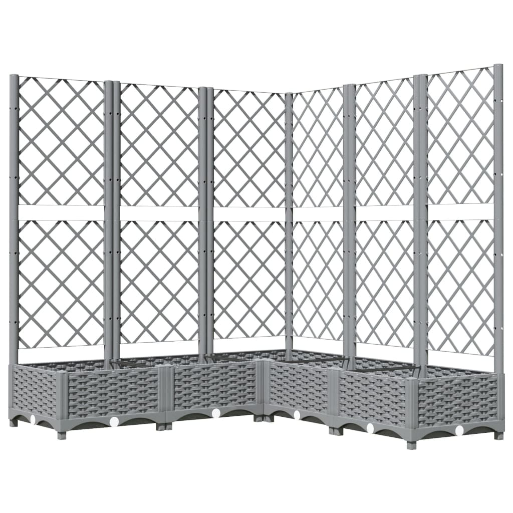 vidaXL Jardinière avec treillis gris clair 120x120x121,5 cm PP