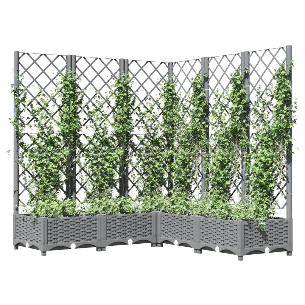 vidaXL Jardinière avec treillis gris clair 120x120x121,5 cm PP