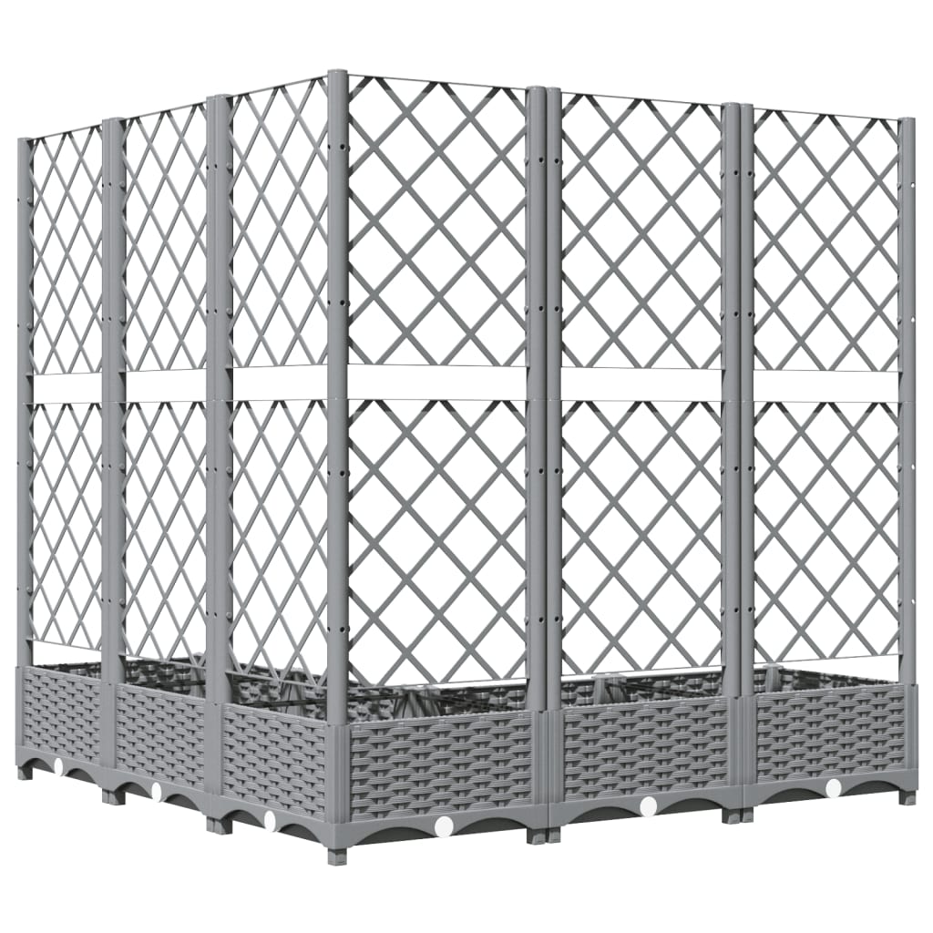 vidaXL Jardinière avec treillis gris clair 120x120x121,5 cm PP