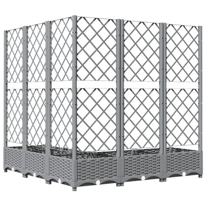 vidaXL Jardinière avec treillis gris clair 120x120x121,5 cm PP