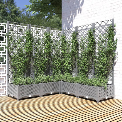 vidaXL Jardinière avec treillis gris clair 120x120x121,5 cm PP