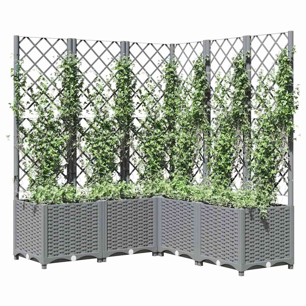 vidaXL Jardinière avec treillis Gris clair 120x120x136 cm PP