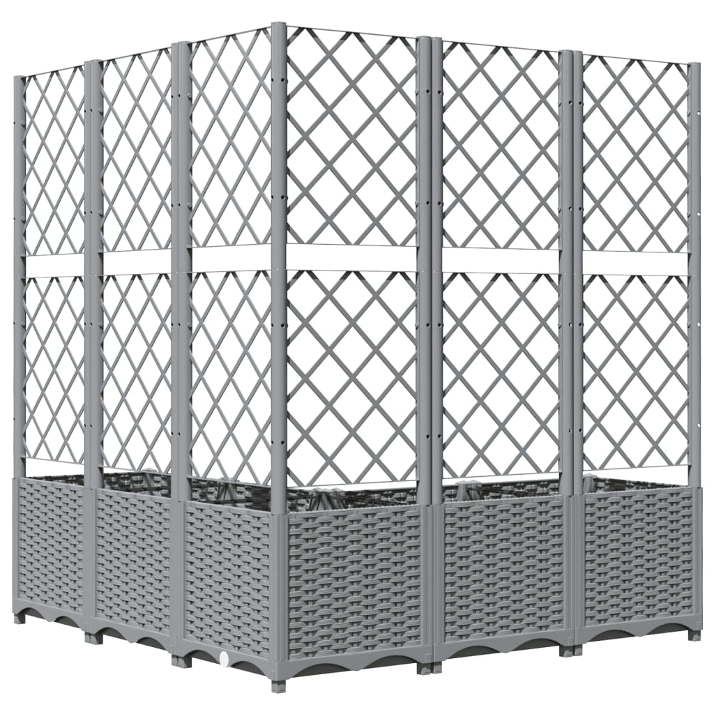 vidaXL Jardinière avec treillis Gris clair 120x120x136 cm PP