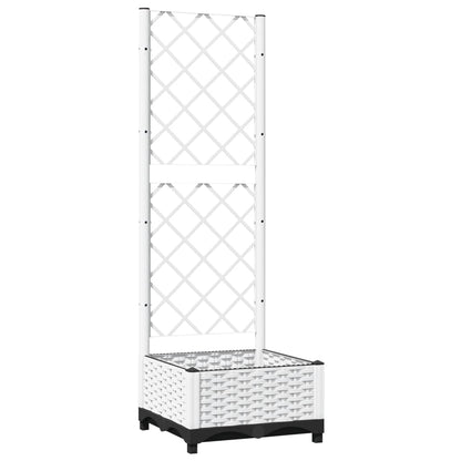 vidaXL Pflanzkübel mit Rankgitter Weiß 40x40x121,5 cm PP