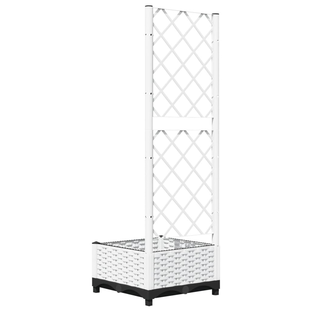 vidaXL Pflanzkübel mit Rankgitter Weiß 40x40x121,5 cm PP