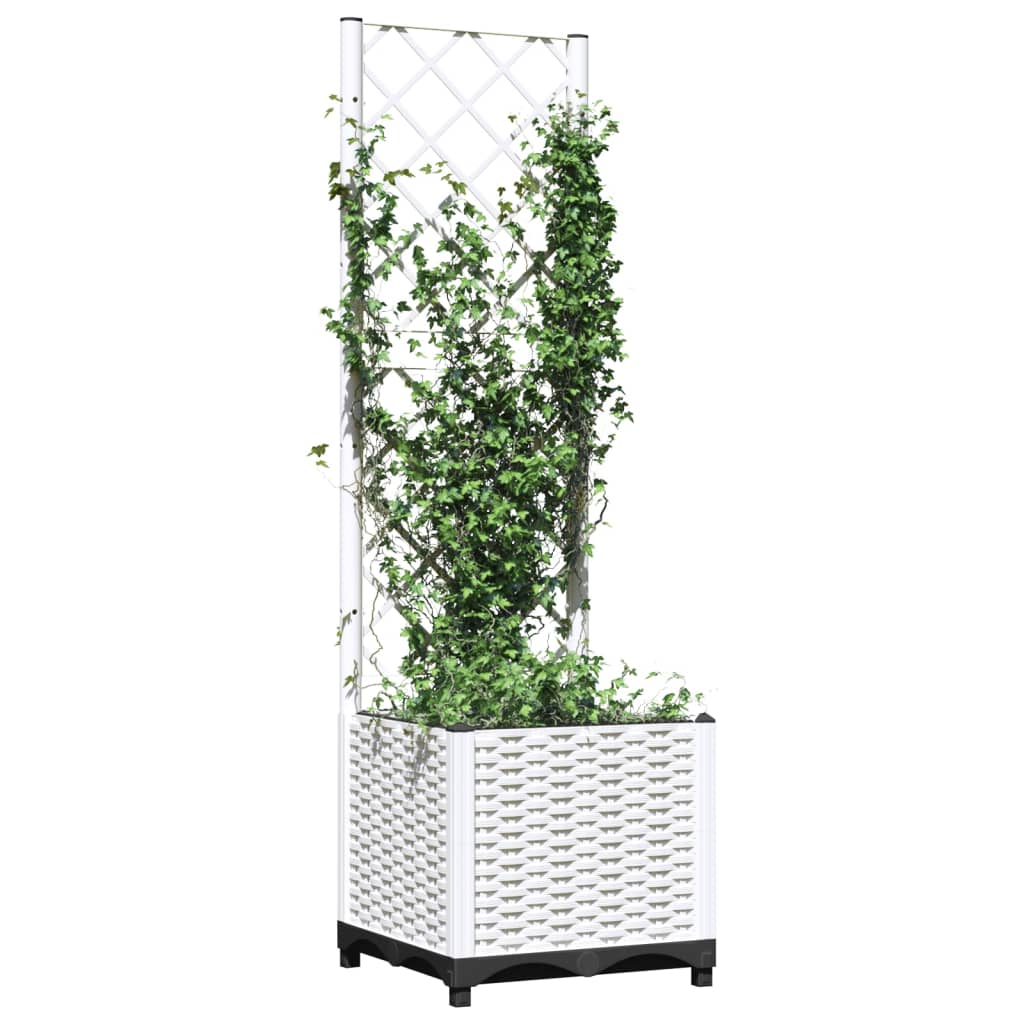 vidaXL Pflanzkübel mit Rankgitter Weiß 40x40x136 cm PP