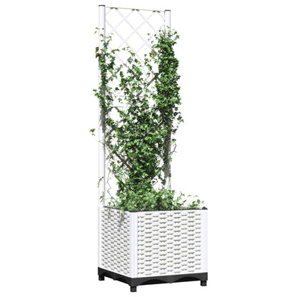 vidaXL Pflanzkübel mit Rankgitter Weiß 40x40x136 cm PP