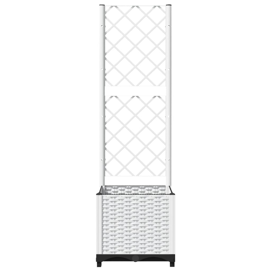 vidaXL Pflanzkübel mit Rankgitter Weiß 40x40x136 cm PP