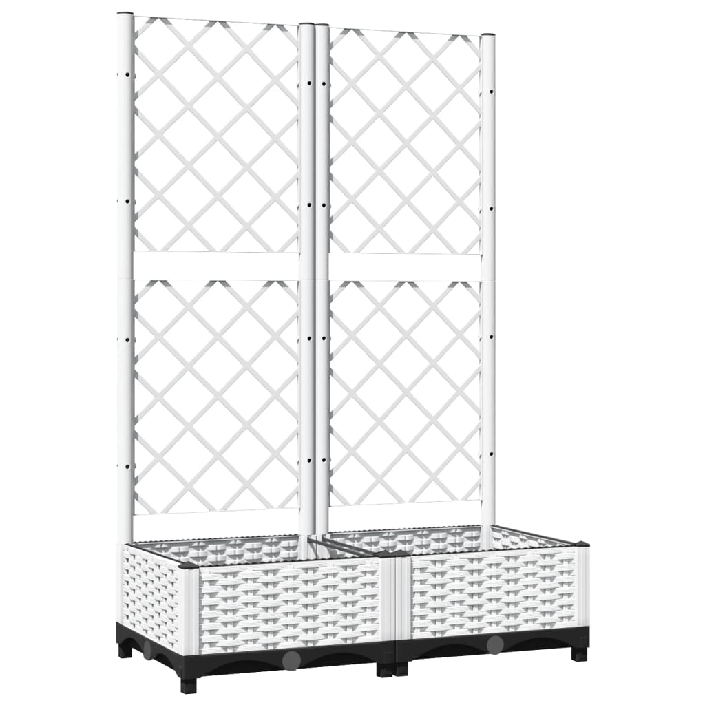 vidaXL Pflanzkübel mit Rankgitter Weiß 80x40x121,5 cm PP