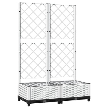 vidaXL Pflanzkübel mit Rankgitter Weiß 80x40x121,5 cm PP