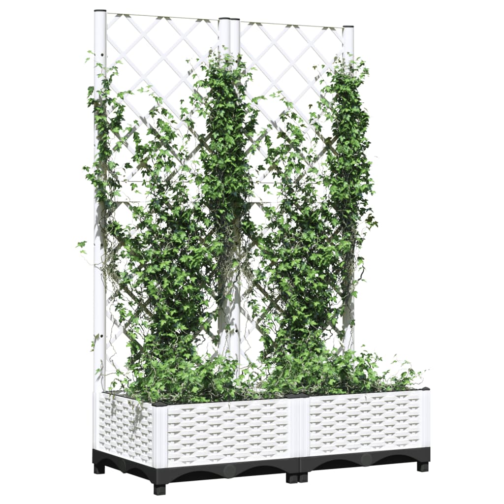 vidaXL Pflanzkübel mit Rankgitter Weiß 80x40x121,5 cm PP