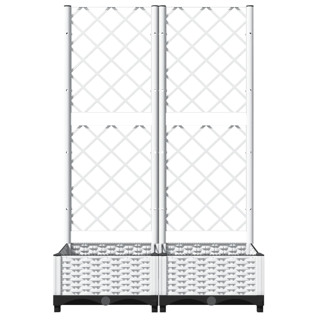 vidaXL Pflanzkübel mit Rankgitter Weiß 80x40x121,5 cm PP