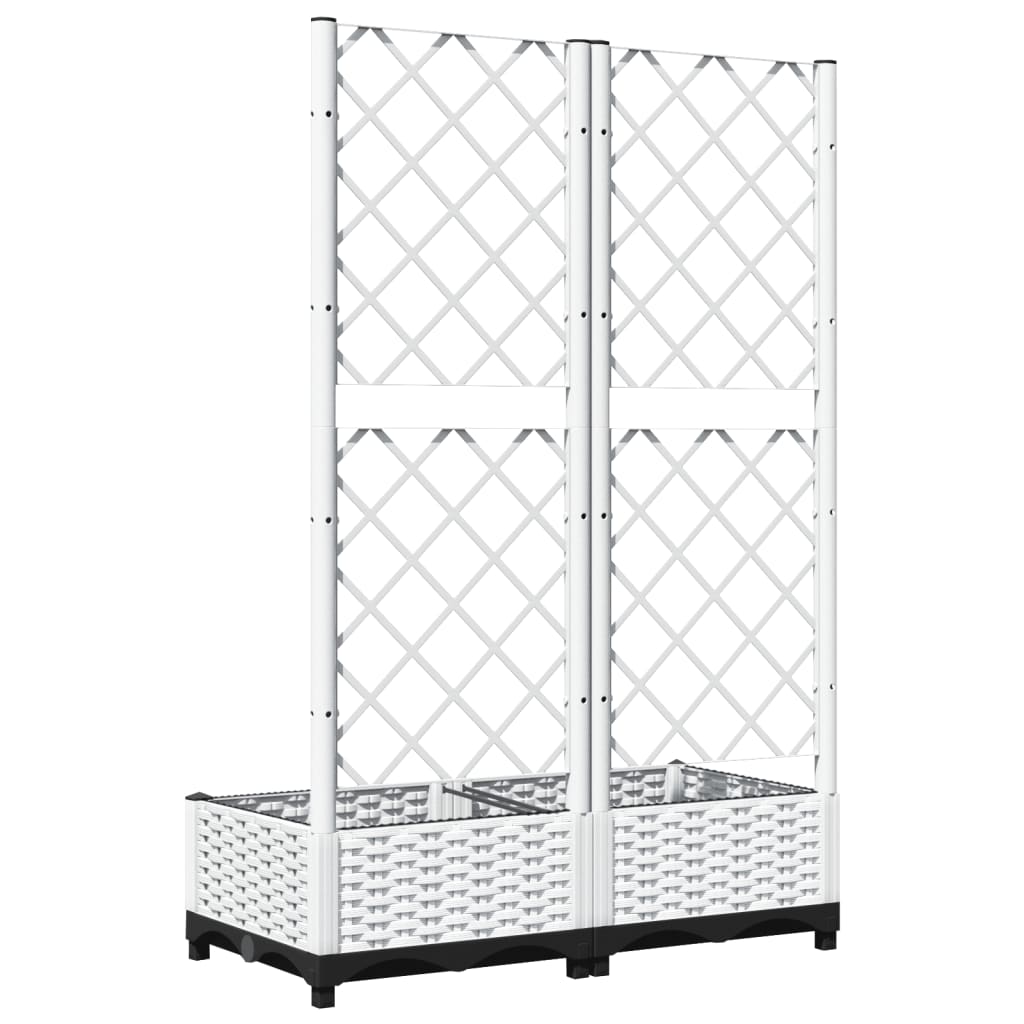 vidaXL Pflanzkübel mit Rankgitter Weiß 80x40x121,5 cm PP
