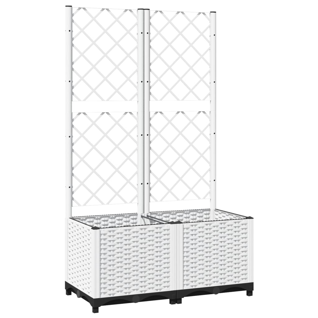 vidaXL Pflanzkübel mit Rankgitter Weiß 80x40x136 cm PP