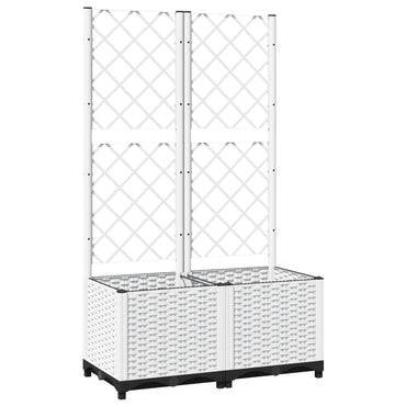 vidaXL Pflanzkübel mit Rankgitter Weiß 80x40x136 cm PP