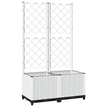 vidaXL Pflanzkübel mit Rankgitter Weiß 80x40x136 cm PP