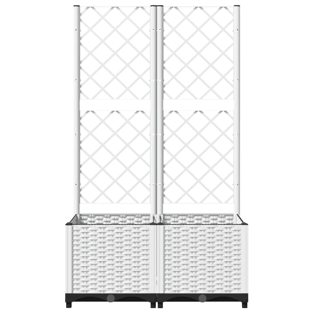vidaXL Pflanzkübel mit Rankgitter Weiß 80x40x136 cm PP
