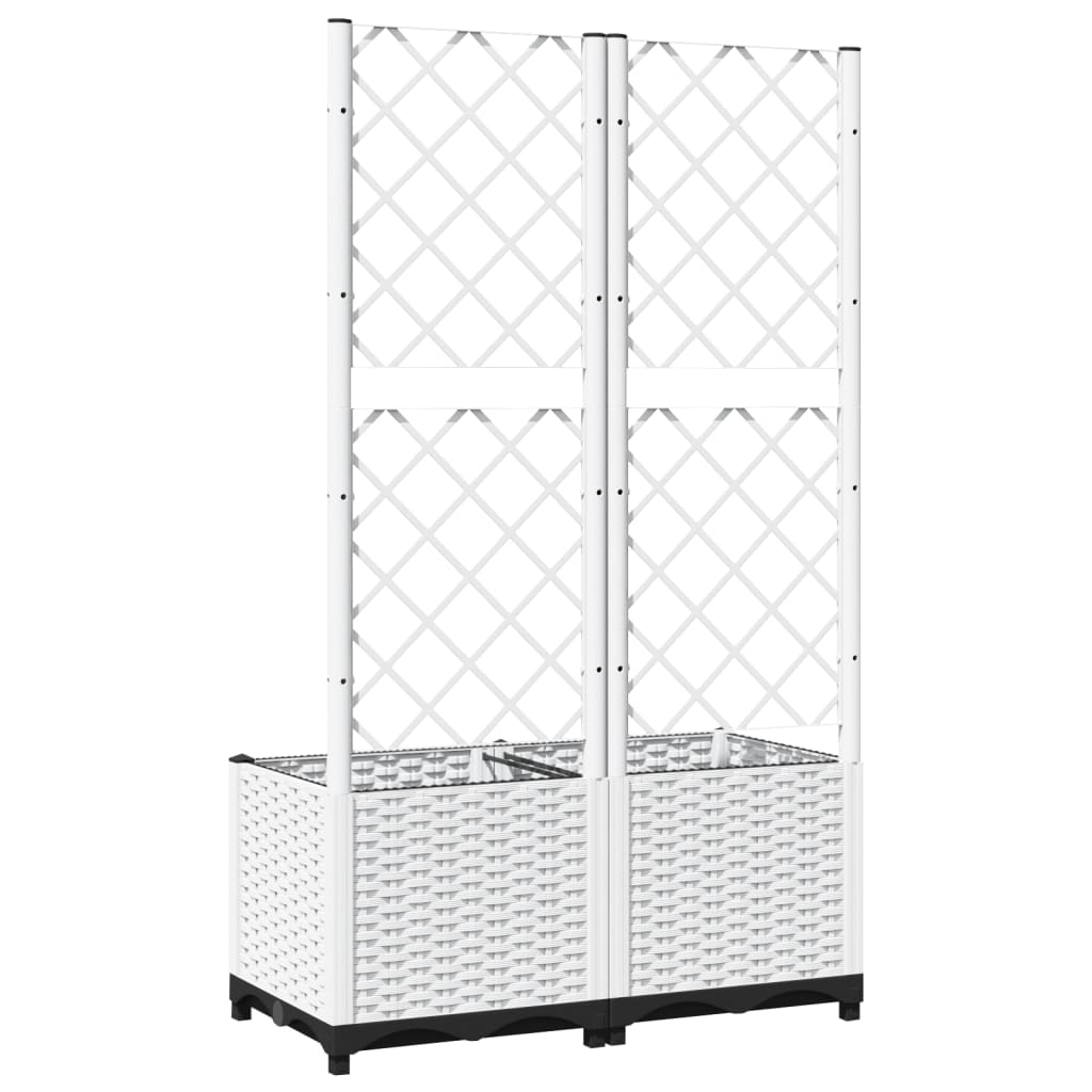 vidaXL Pflanzkübel mit Rankgitter Weiß 80x40x136 cm PP